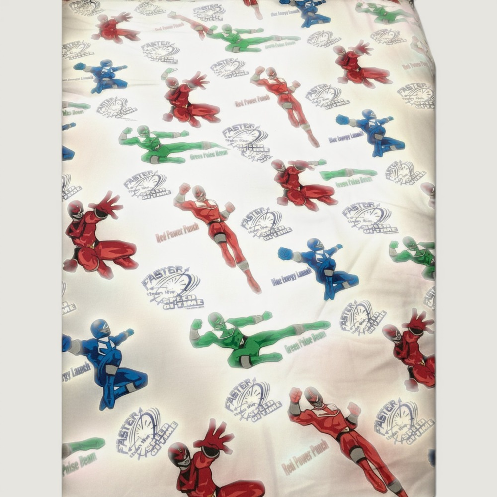 Vintage 2000 Power Rangers Twin Flat Sheet Kids Bedding Saban 62 x 98 Print